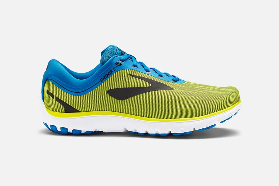 Brooks Men's PureFlow 7 Road Running Shoes Yellow/Blue/Black OPQM-39625